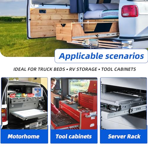 Heavy Duty Drawer Slides 12 14 16 18 20 22 24 26 28 30 32 34 36 40 Inch 150 Lbs Side Mount Full Extension Ball Bearing Rails Rail Tool Box Runner Glide 1 Pair -W:53mm, 40 Inch - size: 40 Inch, style: Load:250 lb (No lock) -W:53mm