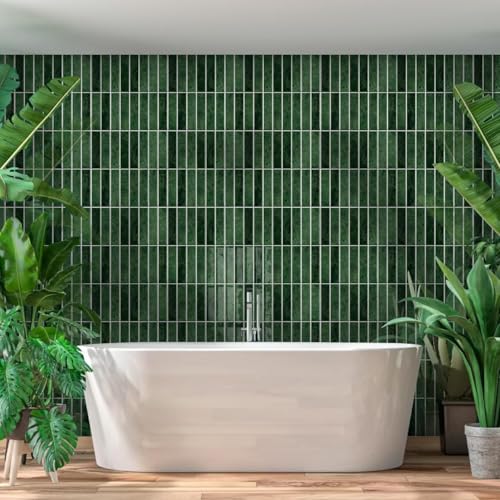 MORCART 10PCS 11.8"x11.8" Peel and Stick Backsplash, Deep Green - color: Deep Green