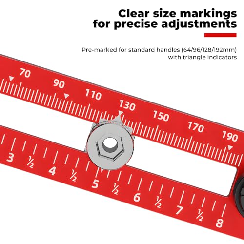 Cabinet Hardware Jig – Adjustable Drill Guide Template for Knobs & Handles, Marking Gauge Tools for Woodworking (Fits 2.5" to 7.8" Spacing) 