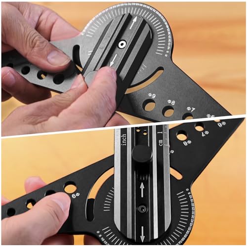 13" Woodworking Scriber Marking Line Ruler with Angle Finder, Adjustable Aluminum Alloy Sliding T-Square Ruler(Black) - color: Black