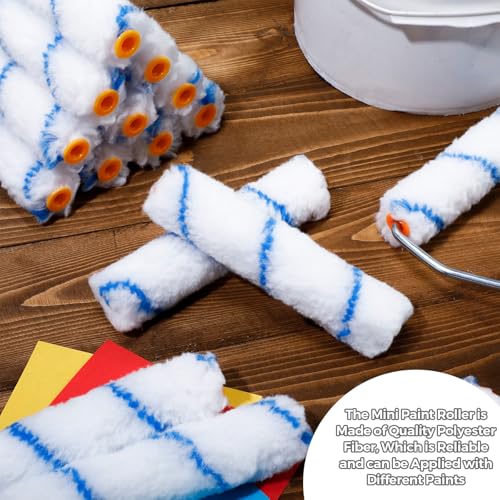 Leumoi 50 Pcs 6 Inch Microfiber Mini Paint Rollers, Blue & White - size: 6 Inch