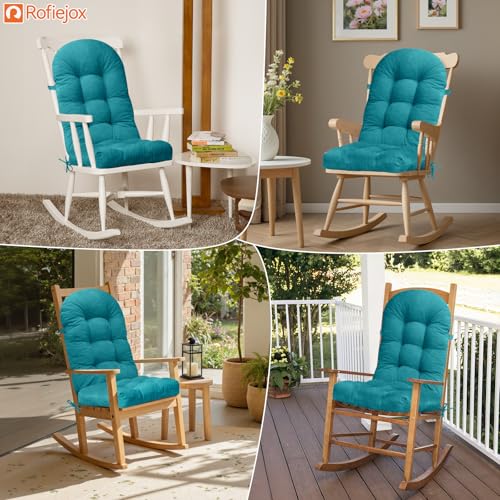 Rocking Chair Cushion, High Back, 44 x 19 x 4 Inch, Sky Blue - color: Sky Blue