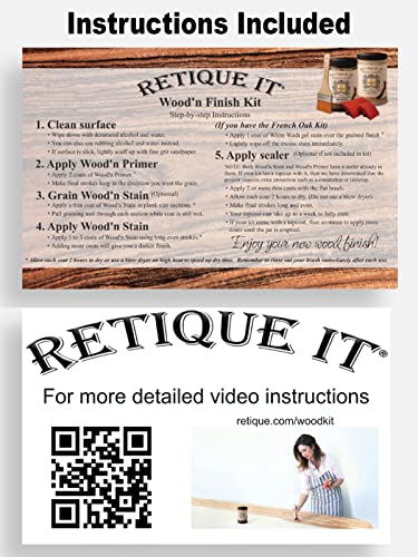 Retique It Wood Finish Tabletop Kit – GO Beyond Faux Wood with Paintable Liquid Wood Based Primer and Gel Stain - Graining Tools Included (Tabletop Kit, Old Oak) - color: 55 Old Oak, size: Tabletop Kit