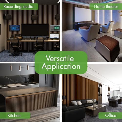 Art3d 12" x 24" Acoustic Wood Slat Wall Panel, 4pcs, 8 sq.ft, Deep Walnut - color: Deep Walnut, size: 12" x 24"