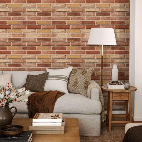 Commomy 3D Faux Brick Peel and Stick Wall Sticker - 10pcs 15.74" x 11.8" - color: Faux Brick-QC