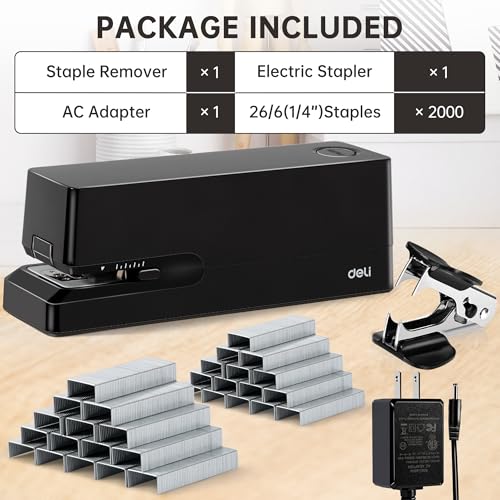 Deli Electric Stapler, Automatic Staplers for Desk, 25-Sheet Capacity - color: Black