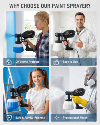Paint Sprayer, 700W HVLP Electric Spray Paint Gun - color: Black