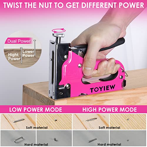 315Pcs Picture Hanging Tool Kit and 33Pcs Pink Staple Gun Tool Set with 3 in 1 Upholstery Staple Gun for Wood Heavy Duty and 900 Staples