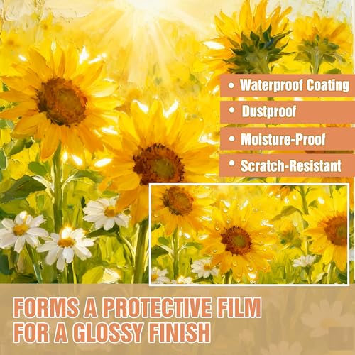1050ML Large Gloss Acrylic Varnish with Pump, High Gloss Clear Sealer for Acrylic Paintings, Quick-Dry Water-Based Non-Toxic, UV & Yellowing Protection, Multi-Surface with Bonus Brush - size: 1050 ml