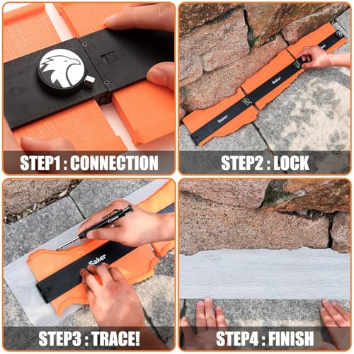 Saker Miter Saw Protractor and Saker Contour Gauge Profile Tool-Unlimited Connection Precisely Copy Irregular Shape Duplicator (2 Pieces) Deep Hole Pencil