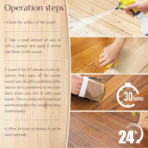 Wood Finishing Wax for Furniture â 100% Natural Chalk Paint Wax for Sealing & Protecting Painted and Raw Wood Surfaces, Wooden Floors & More â Protective Finish - Clear, 3.5 Oz (Includes Tools)
