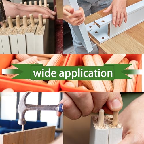 230Pcs Wooden Dowel Pins 1/4 3/8 5/16 Inch Fluted Wood Dowels Rods Pegs Assortment for Furniture Woodworking DIY Crafts - size: 4 sizes-230pcs