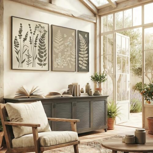Botanical Wall Stencil, 6 Pc Reusable Fern, Leaf & Flower Templates