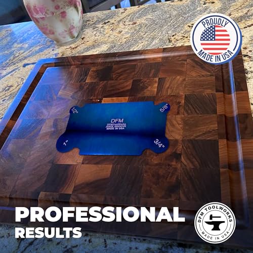 DFM Tool Works Curved Cabinet Scraper Cards - Precision Cabinet Scraper for Woodworking, Multi-Use Woodworking Tools, Wood Finishers, Quality Card Scraping Tool, Made in USA, Juice Groove - Blue