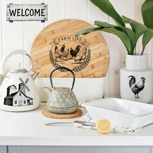 Peacoblue Retro Black Farm Rub On Transfers for Furniture Craft 6"x12" - style: Retro Black Farm