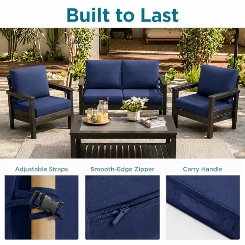 Codi Outdoor Couch Cushion Replacement, 24x24 Deep Seat Patio Cushion, Navy - color: Navy, size: 24x24"