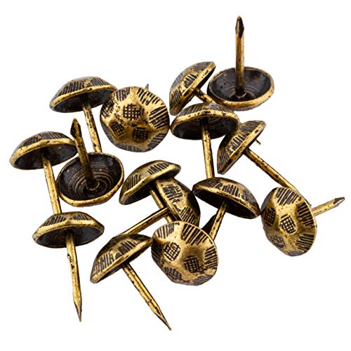 Hammered Head Seat Tacks 1/2" Long + 1/2" Head Diameter 50 Nails Pack | Decorative Furniture Upholstery Pins | UT5-SA (1)