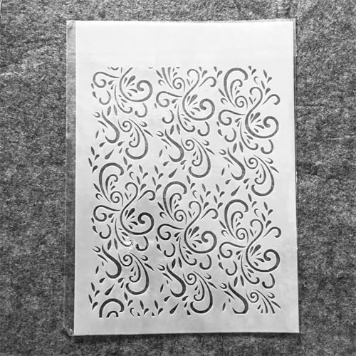 TIAMECH A4 Reusable Floral Swirl Stencil for Painting - style: Floral Swirl