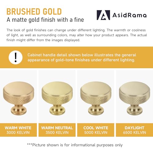 Asidrama 10 Pack Brushed Gold Knurled Cabinet Knobs Kitchen Cabinet Pulls Gold Hardware for Cupboard Dresser Drawer - color: Brushed Gold, style: 10 Pack