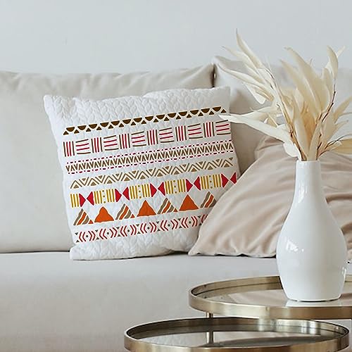 FINGERINSPIRE Mudcloth Elements Pattern Stencil 8.3x11.7inch Tribal Borders Drawing Template African Boho Floral Frame Stencils for Painting on Wood Wall Fabric Paper Furniture