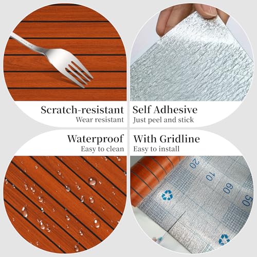 3D Brown Wood Wall Panels Acoustic Slat Wall Paneling 23.62" x 110.24" - color: Red brown