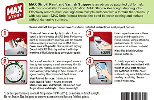 Max Strip Paint & Varnish Stripper Gel, Safe Wood & Metal Stripper, 1 Gal - size: 128 Fl Oz (Pack of 1)