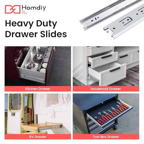 homdiy Side Mount Drawer Slides 16 Inch 6 Pairs Heavy Duty 100 LB Capacity - size: 16 Inch