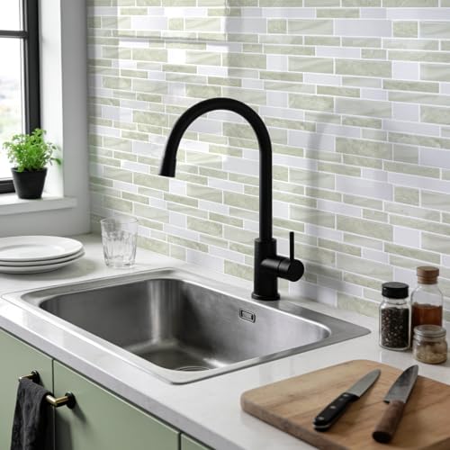 Vieshful Marble Peel and Stick Backsplash, 12 x 12 in, 10 Sheets - color: Warm Light Grey Marble, size: 10 Sheets