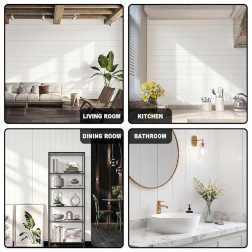 Geelin White Shiplap Peel and Stick Wallpaper for Walls - size: 15.75'' X 236''