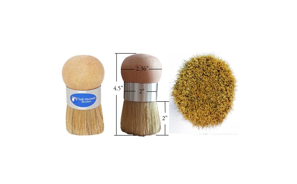Chalk Mountain Furniture Paint's Ergonomic Large Palm Wax, Upholstery and Stencil Natural Bristle Brush. 1 Pack