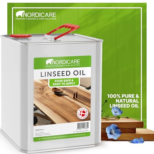 Nordicare Linseed Oil for Wood - 100% Pure & Natural Linseed Oil for Entire Indoor Area - Food-Safe Raw - Furniture - Underlines the Original Wood Structure - Made in Denmark 84.5oz - size: 2.5 L