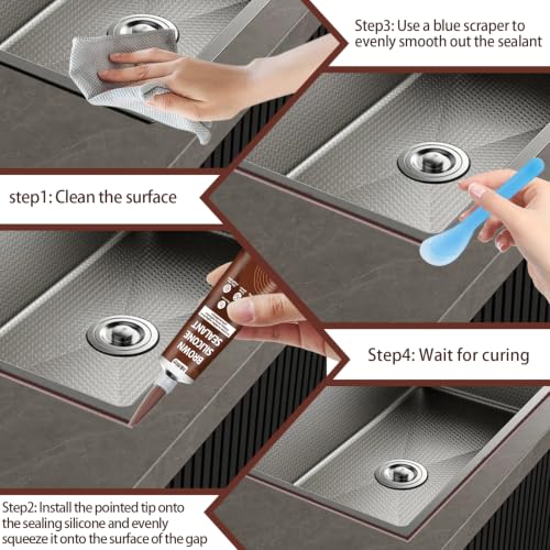 Brown Silicone Caulk, Flexible & Waterproof Caulking, Easy Squeeze - color: Brown
