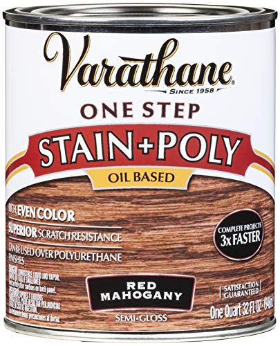 Varathane 225247H Oil-Based One Step Stain + Poly, Quart, Red Mahogany - color: Red Mahogany, size: Quart (Pack of 1)