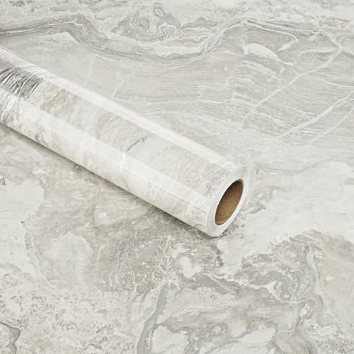 Beige Marble Contact Paper Peel and Stick Countertops Waterproof Marble Vinyl Countertop Wrap Self Adhesive Gold Granite Contact Paper for Tables Kitchen Cabinets Bathroom Walls 17.7" x 120" - color: 2.silver, size: 17.7" x 120"