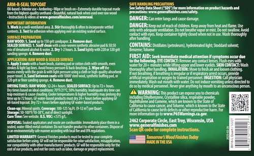 General Finishes Arm-R-Seal Oil Based Topcoat, 1 Quart, Semi-Gloss - color: Semi-Gloss, size: 1 Quart