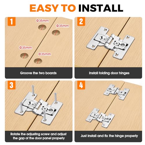 Bifold Door Hinges-Soft Close,180° Folding Concealed Hinge for Cabinets