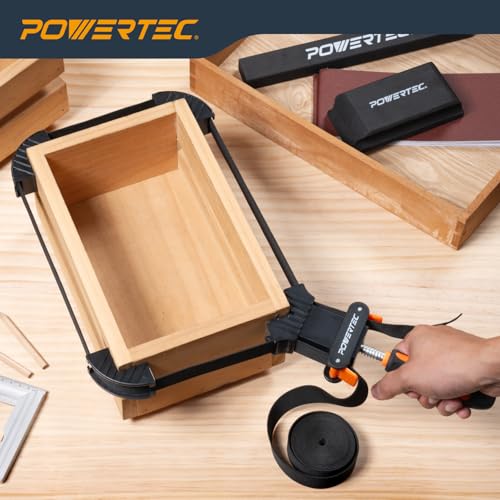 POWERTEC Strap Clamps for Woodworking – Quick Release Band Clamps with Ergonomic Handle, Adjustable Picture Frame Clamp, 13 ft Strap Belt Clamps for Cabinets and Drawers (71101V) - style: Red Handle, 1PK
