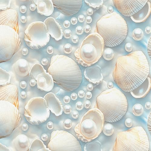 HOMETITUTE Pearl Seashell Peel and Stick Wallpaper 118.1x17.7 Inch Vinyl - color: Seashell