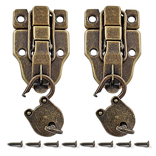2 Pcs Retro Style Cabinet Duckbilled Toggle Hasp Latch, Antique Bronze