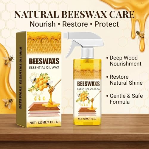 Beeswax Spray for Wood,Beeswax Wood Polish Spray,Deep Restore Furniture Cleaner for Cabinets, Hardwood Floors, Tables & All Wood Surfaces, (Includes sponge and towel)