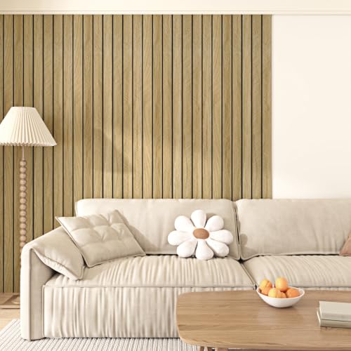 Self Adhesive Brown Wood Panel 3mm Thick Wood Slat Acoustic Panel - color: Brown, size: 15.7" x 78"