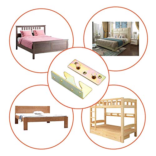 4 Piece Heavy Duty Non-Tenon Rail Accessories, Bracket, Wooden Frame Connector With Screws for Bed Head and Foot Board