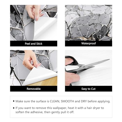 LaCheery White Gray Black Marble Contact Paper for Countertops Kitchen Counter Top Peel and Stick Waterproof Marble Wallpaper for Bathroom Countertop Vinyl Wrap Cabinets Walls Removable Roll 15.8"x80" - size: 15.8" x 80"