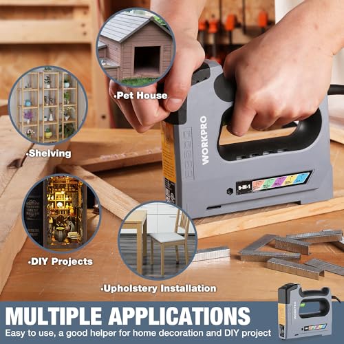 WORKPRO 110V 5-in-1 Corded Electric Staple Gun & Brad Nailer Kit