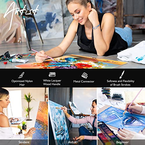 Artstorys Paint Brushes Set, 20 Pcs Acrylic Oil Watercolor Painting Brushes - color: Blush