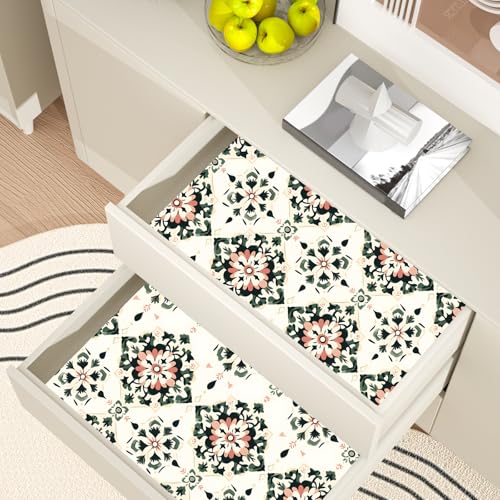 BOKEBEVE Boho Floral Peel and Stick Wallpaper Beige Green 17.5 x 393.5In - color: Beige/Yellow/Green, size: 17.5" x 393.5"