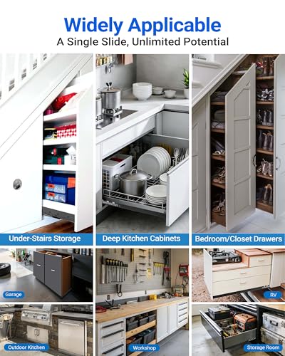 Heavy Duty Bottom Mount Drawer Slides, 265lb Full Extension Drawer Rails, 16–40 Inch Cold Rolled Steel Ball Bearing Tracks for Under-Stair Storage, Deep Cabinets, Pantry & RV Systems (1 Pair 40 Inch) - size: 40 Inch
