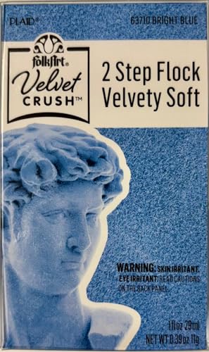 FolkArt Velvet Crush 2 Step Flock Kit with Adhesive and Powder, Bright Blue