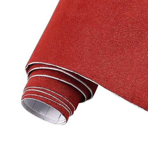 Suede Car Vinyl Wrap, Velvet Stretch Adhesive Film, Red, 19.69"x 60" - color: Red, size: 19.69" x 60"