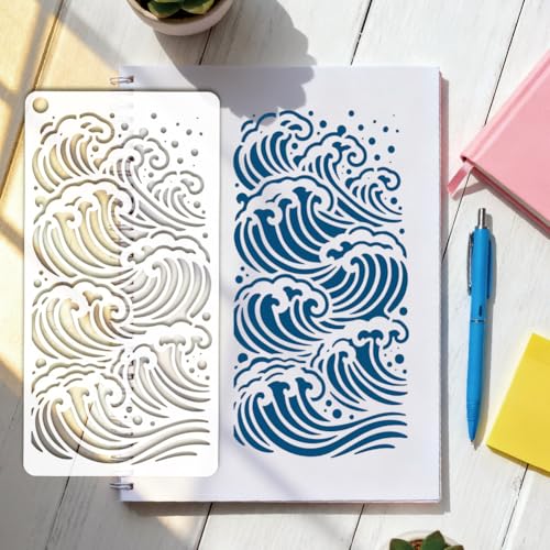 12 Sheets Oriental Patterns Stencil for Painting, Ripple Water Wave Crane Auspicious Cloud Four-Leaf Clover Flower Drawing Stencil Reusable Art Template for Painting on Wall Wood Home Decor - style: Oriental